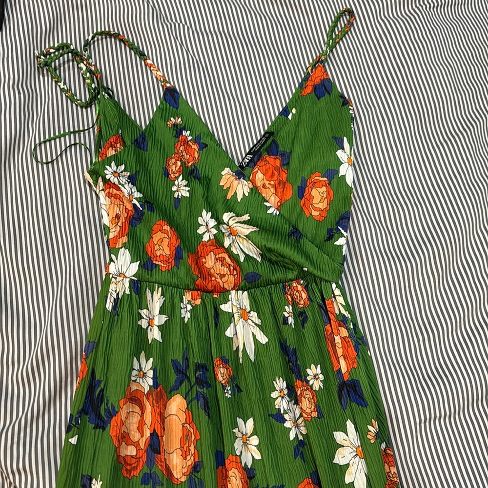Zara printed green dress s